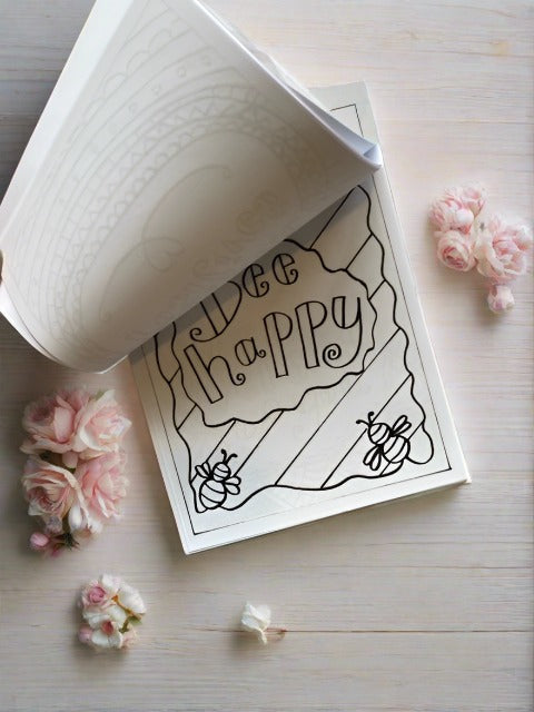 Photo showing the inside of the creative colouring pad that includes positive quotes