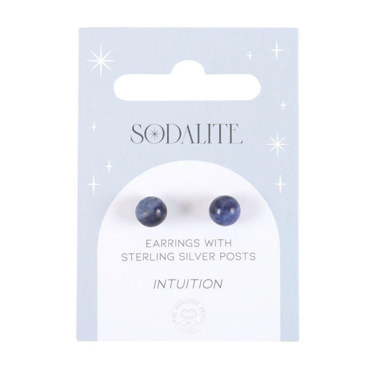 Sodalite crystal aerrings writing reads, earrings with sterling silver posts - intuition